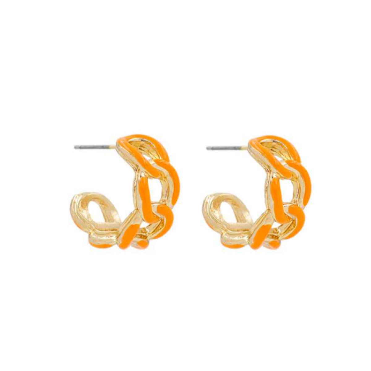 Orange + Gold Acrylic Link Hoop Earrings – Pierce & Hide